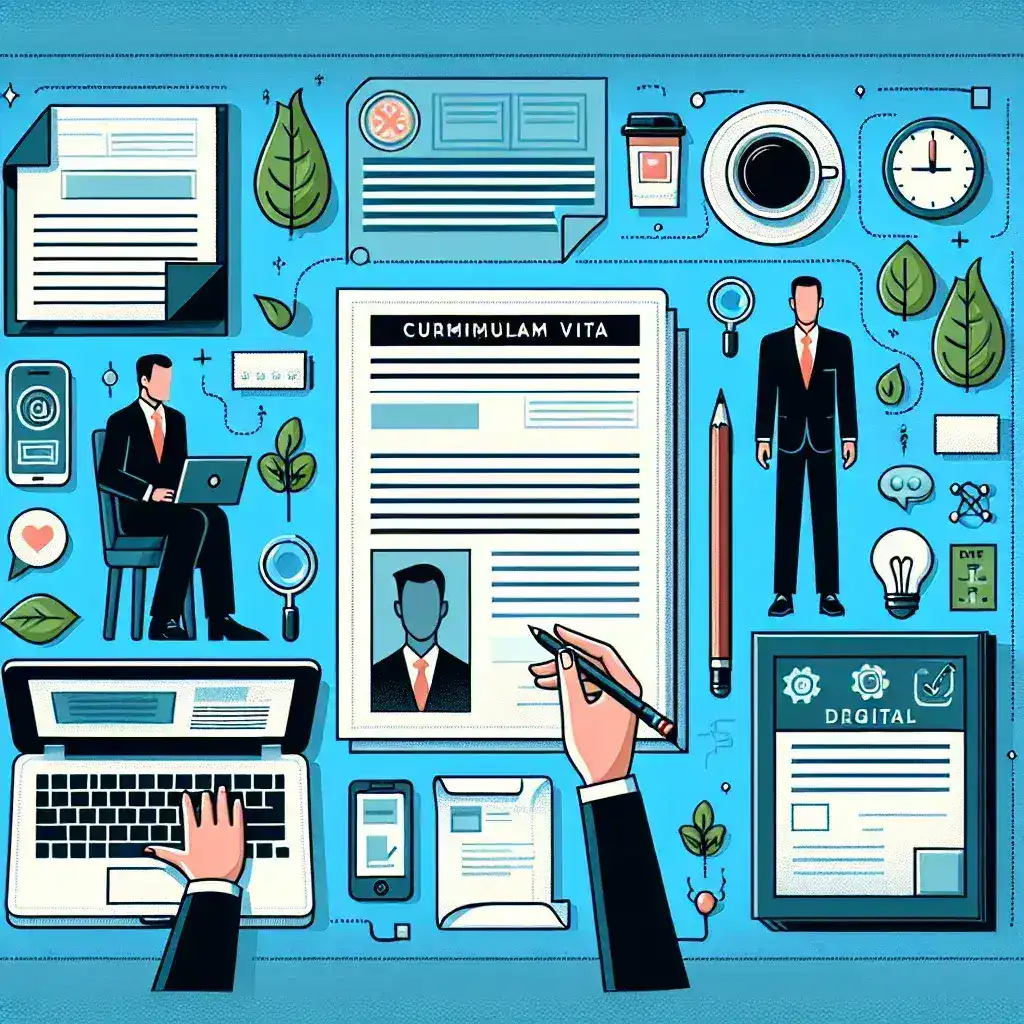 "Contoh CV digital yang menarik dan profesional, menampilkan desain modern, tata letak yang teratur, dan elemen visual yang eye-catching, sesuai untuk artikel tentang cara membuat CV digital yang efektif."