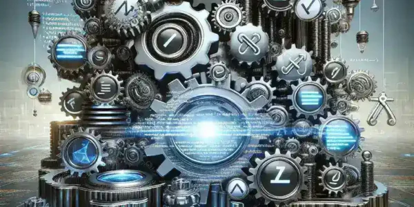 Alt text: "Developer menggunakan alat otomatisasi pengujian API skala besar dengan antarmuka pengguna yang modern, menampilkan dashboard analitik dan grafik kinerja untuk meningkatkan efisiensi pengujian."