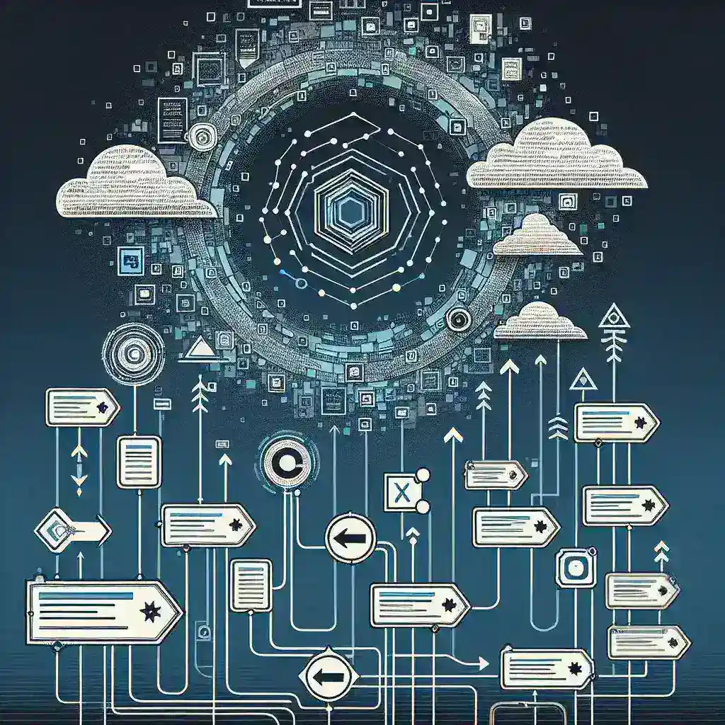 "Ilustrasi platform pengelolaan sertifikat otomatis yang menunjukkan tampilan antarmuka pengguna dengan grafik digital dan elemen manajemen kredensial, mencerminkan revolusi digital dalam pengelolaan sertifikat."